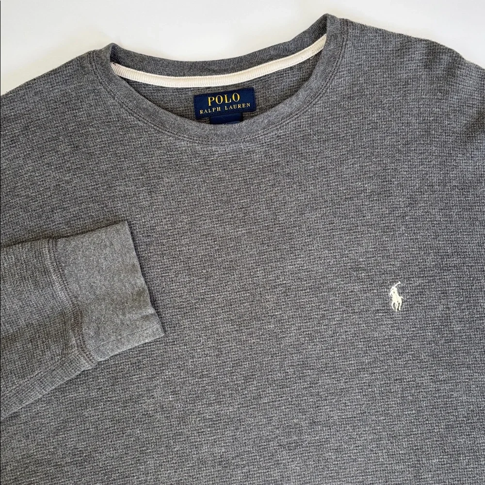 Polo Ralph Lauren Waffle Knit Thermal Pony Pullover Long Sleeve Gray Men’s XL